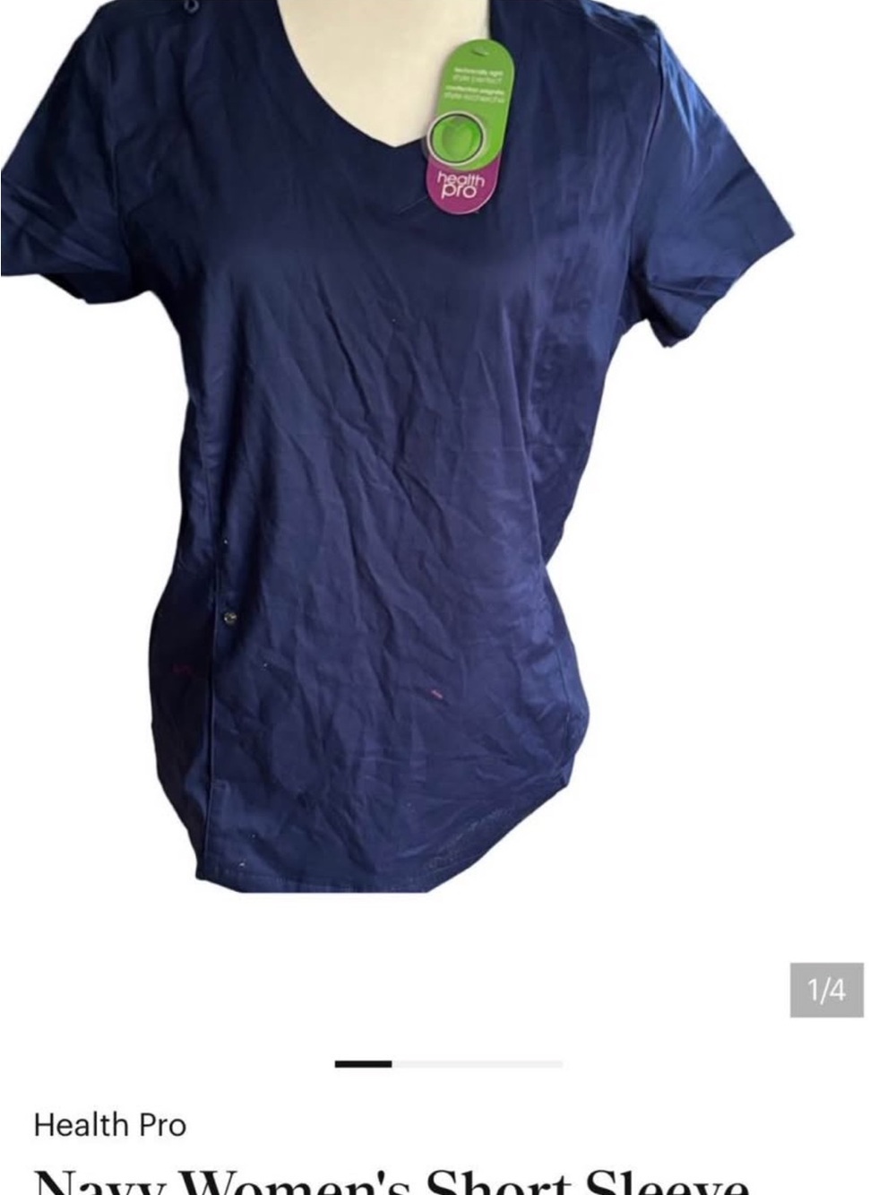 Health Pro Women's Navy Short Sleeve Scrub Top